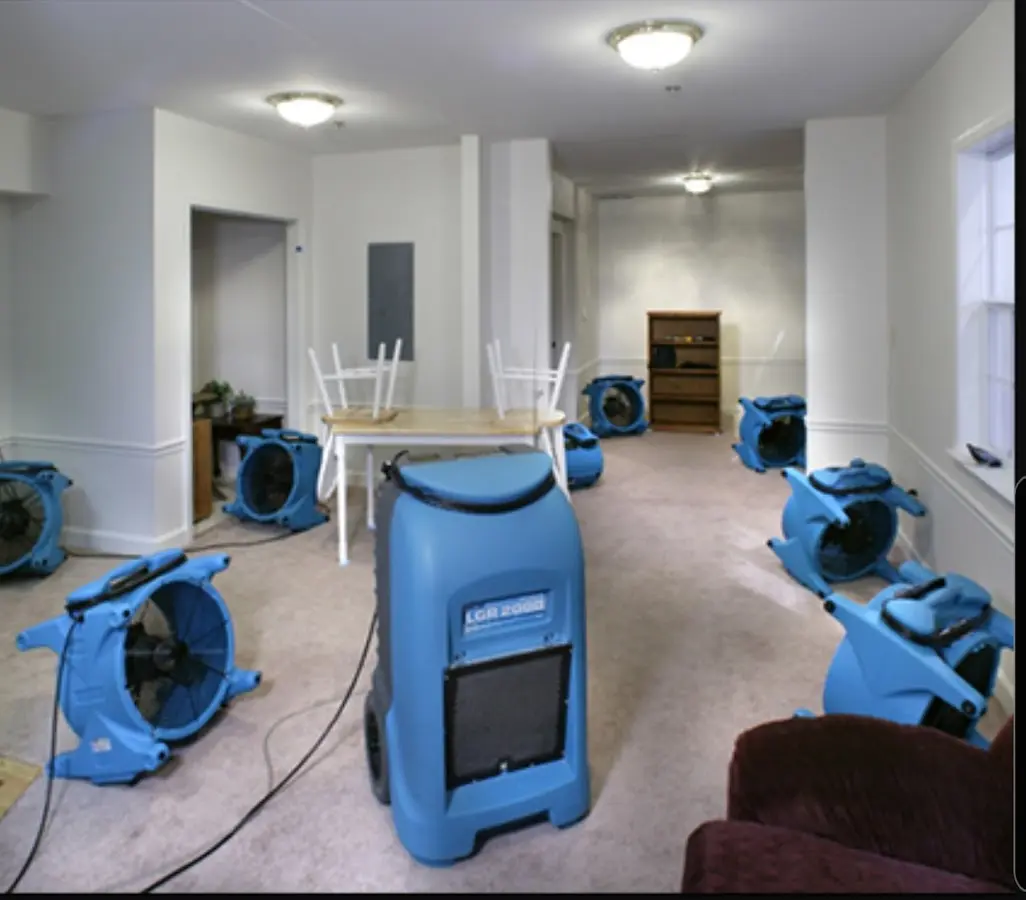 Air movers and dehumidifier setup for Water Damage Restoration in Paradise Valley