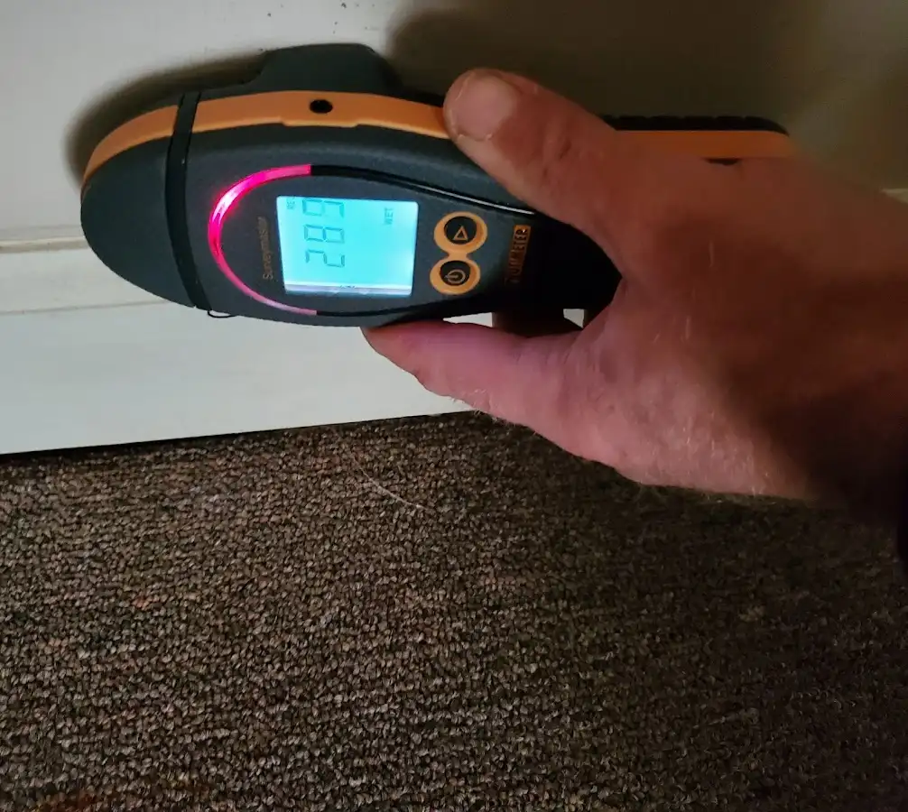 Moisture detection at baseboard during Burst Pipe Cleanup in Paradise Valley
